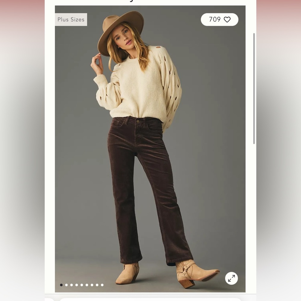Anthropologie Pilcro The YAYA Mid Rise Corduroy Crop Flare 24 NWT